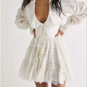 Free People Rococo Sand Zuri Mini Dress XS, Off White